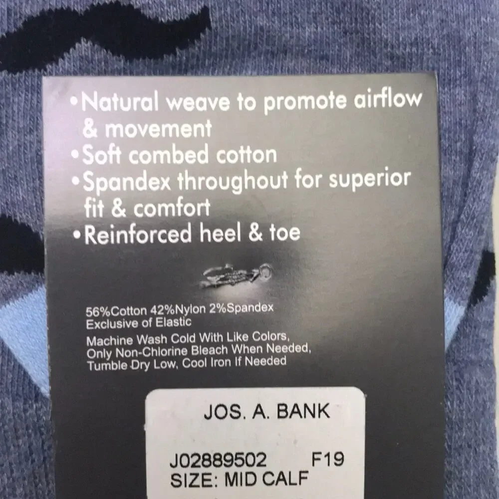 Jos. A. Bank Mustache Socks Heather Blue